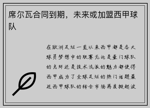 席尔瓦合同到期，未来或加盟西甲球队